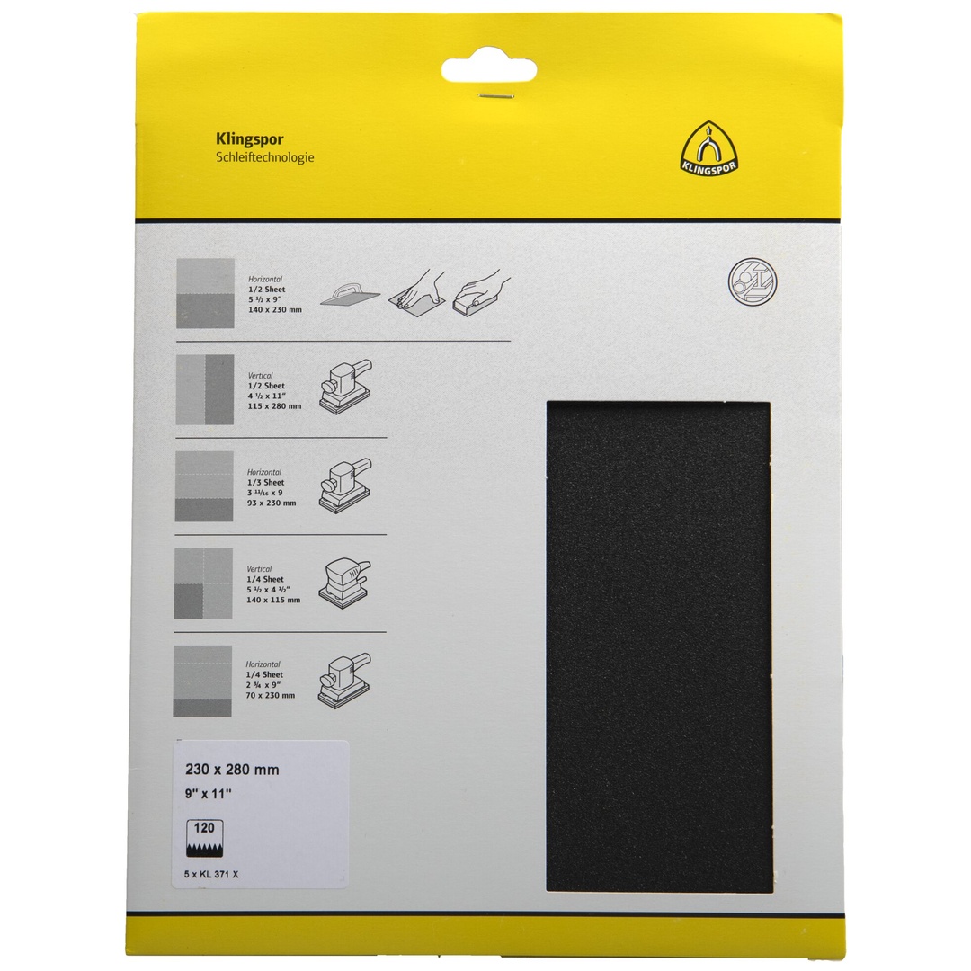 Klingspor KL 371 X S.a.U. Bogen, 230 x 280 mm Korn 80, SB-verpackt im Reiter