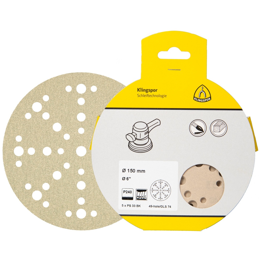 Klingspor PS 33 CK Scheiben kletthaftend, 150 mm Korn 80 Lochform GLS51, SB-verpackt im Reiter