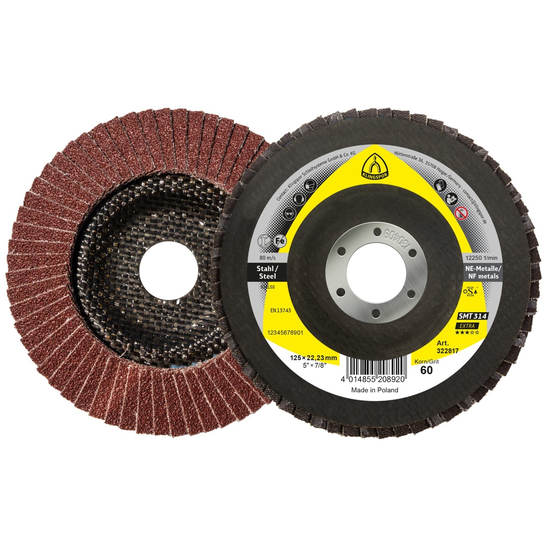 Klingspor SMT 314 Schleifmopteller, 125 x 22,23 mm Korn 60 gewölbt