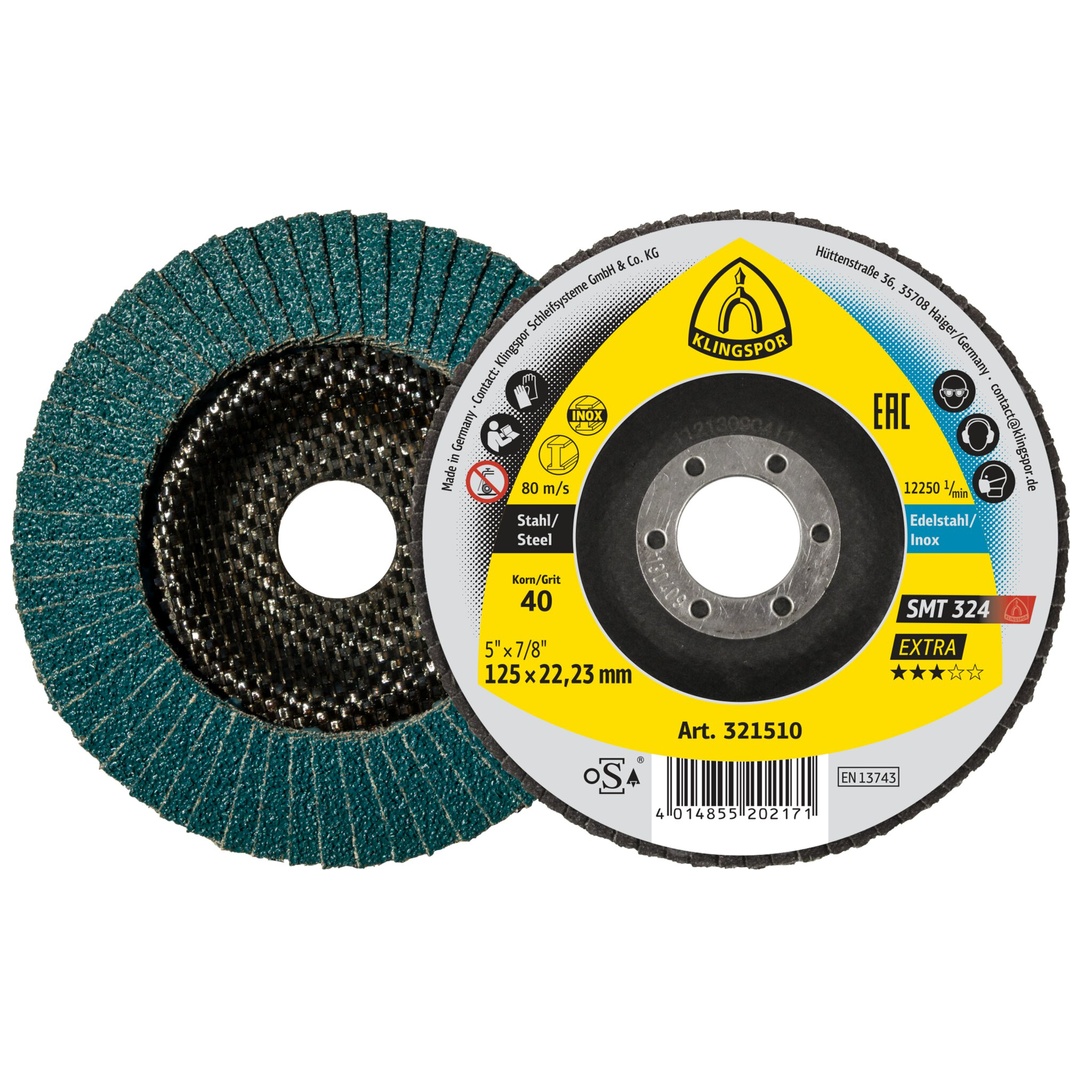Klingspor SMT 324 Schleifmopteller, 125 x 22,23 mm Korn 60 gewölbt