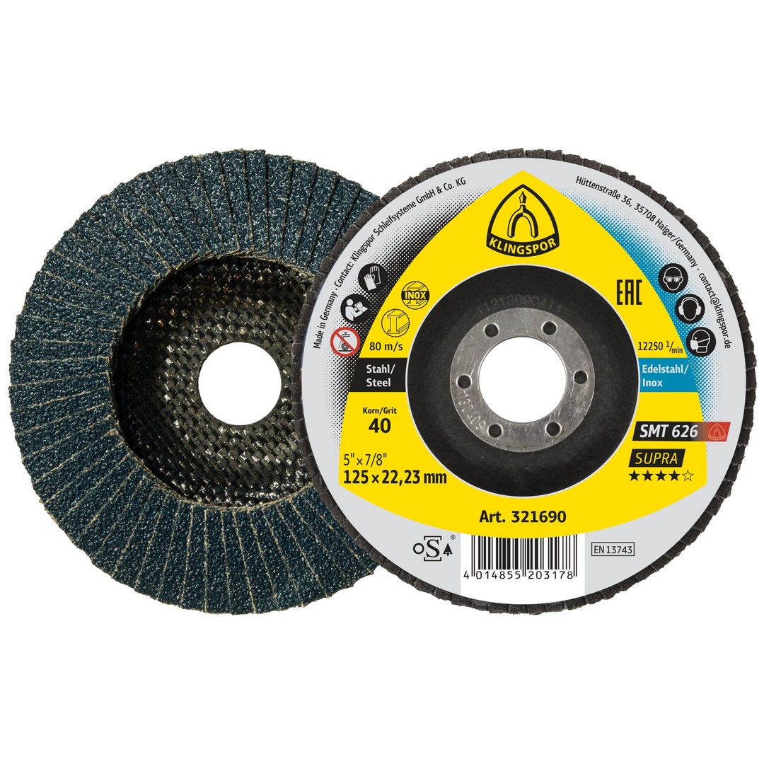Klingspor SMT 626 Schleifmopteller, 115 x 22,23 mm Korn 50 gewölbt