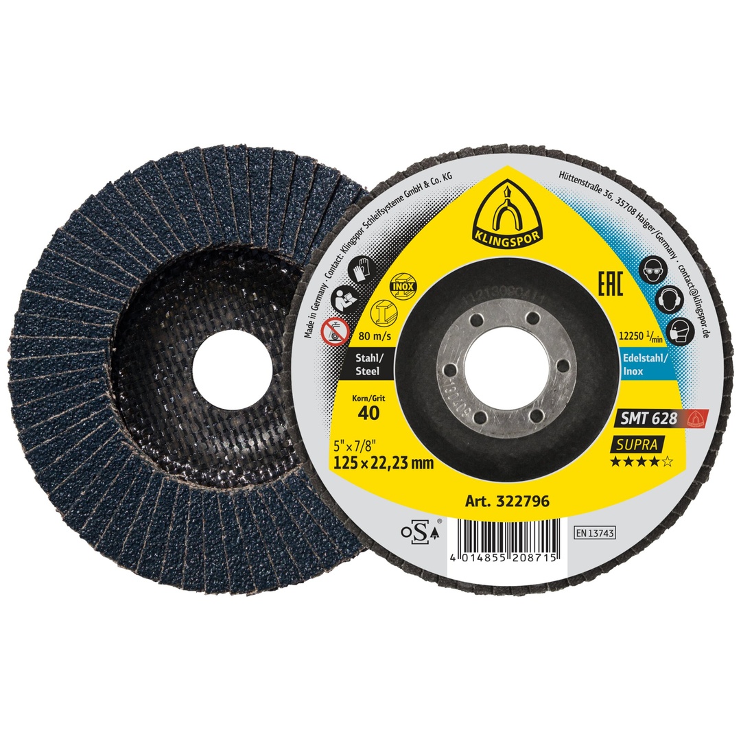 Klingspor SMT 628 Schleifmopteller, 180 x 22,23 mm Korn 80 gerade
