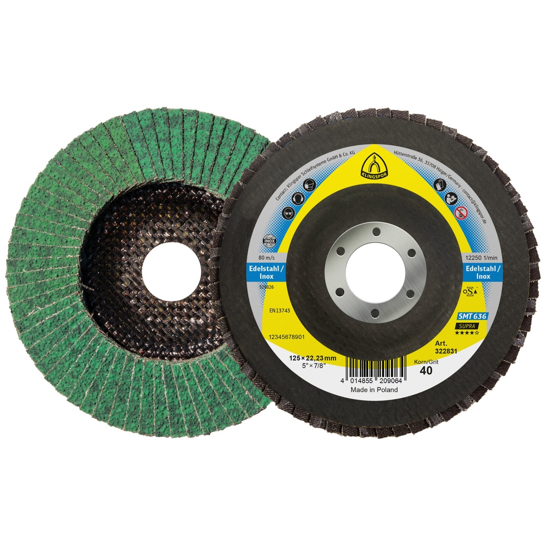 Klingspor SMT 636 Schleifmopteller Multibindung, 115 x 22,23 mm Korn 80 gewölbt