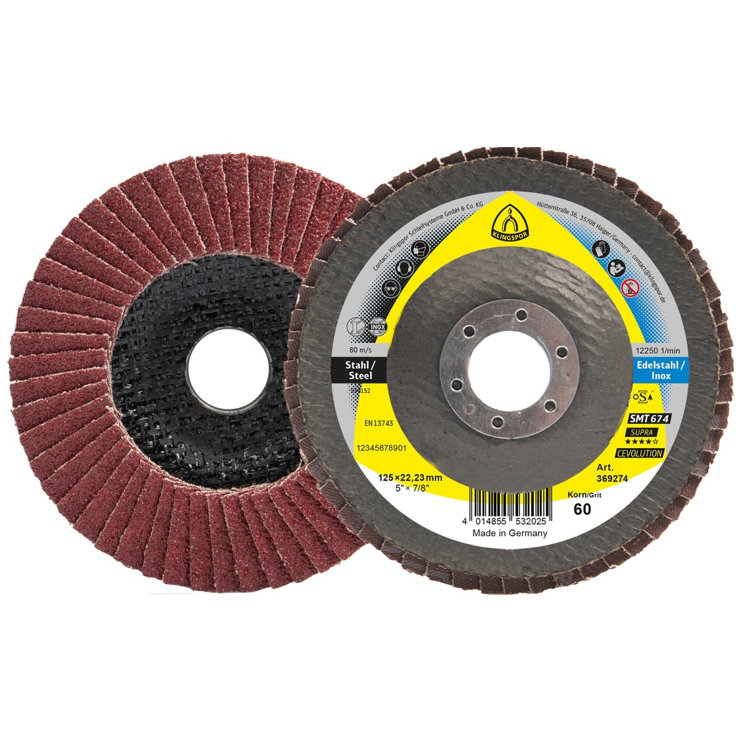 Klingspor SMT 674 Schleifmopteller Keramik, 125 x 22,23 mm Korn 40 gerade