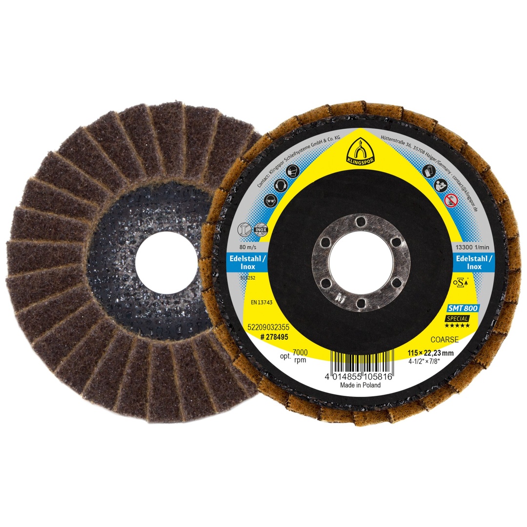 Klingspor SMT 800 Schleifmopteller Vlies, 115 x 22,23 mm Coarse Korund gewölbt