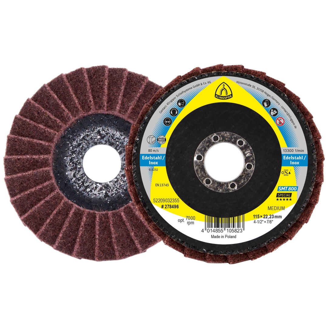 Klingspor SMT 800 Schleifmopteller Vlies, 115 x 22,23 mm Medium Korund gewölbt