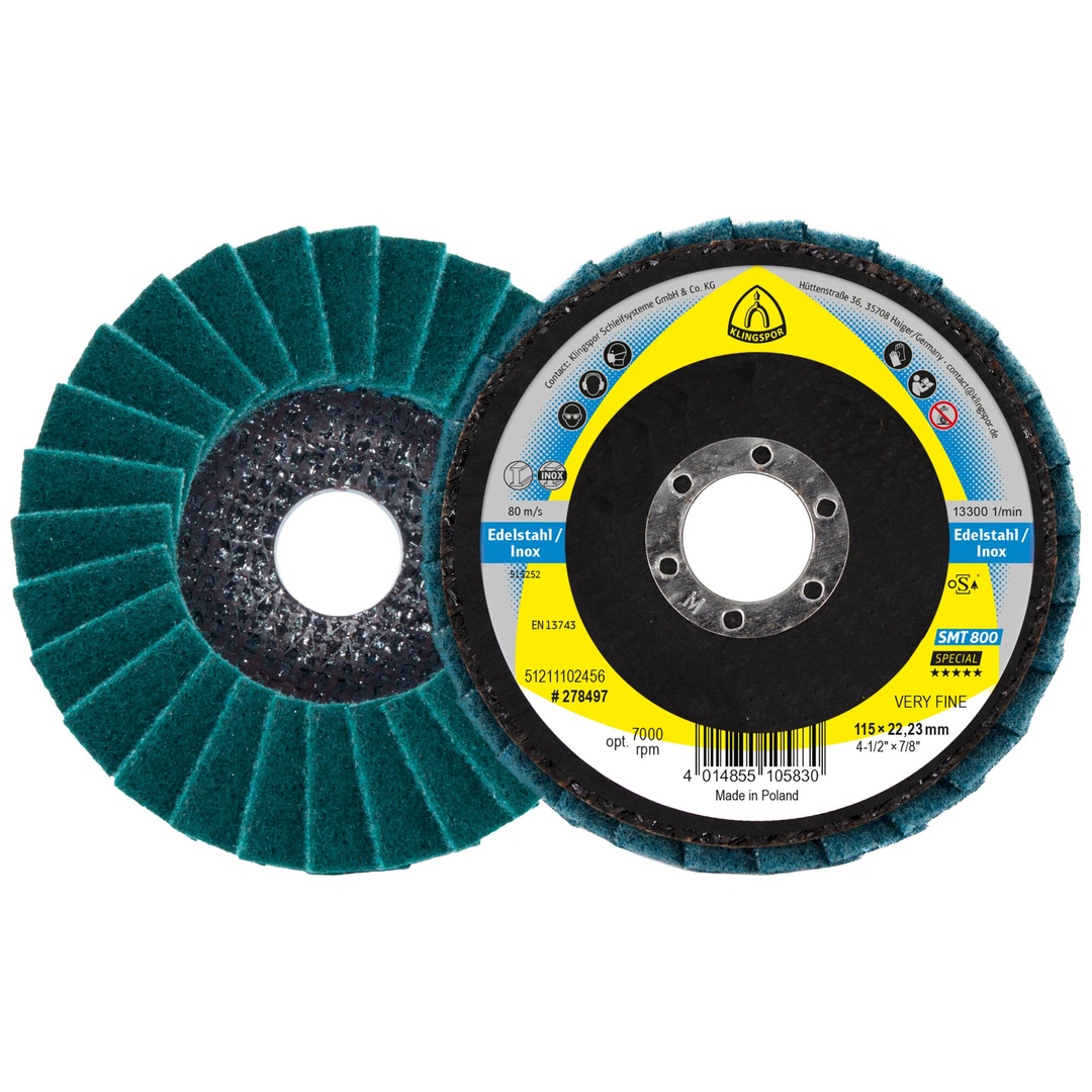 Klingspor SMT 800 Schleifmopteller Vlies, 115 x 22,23 mm Very Fine Korund gewölbt