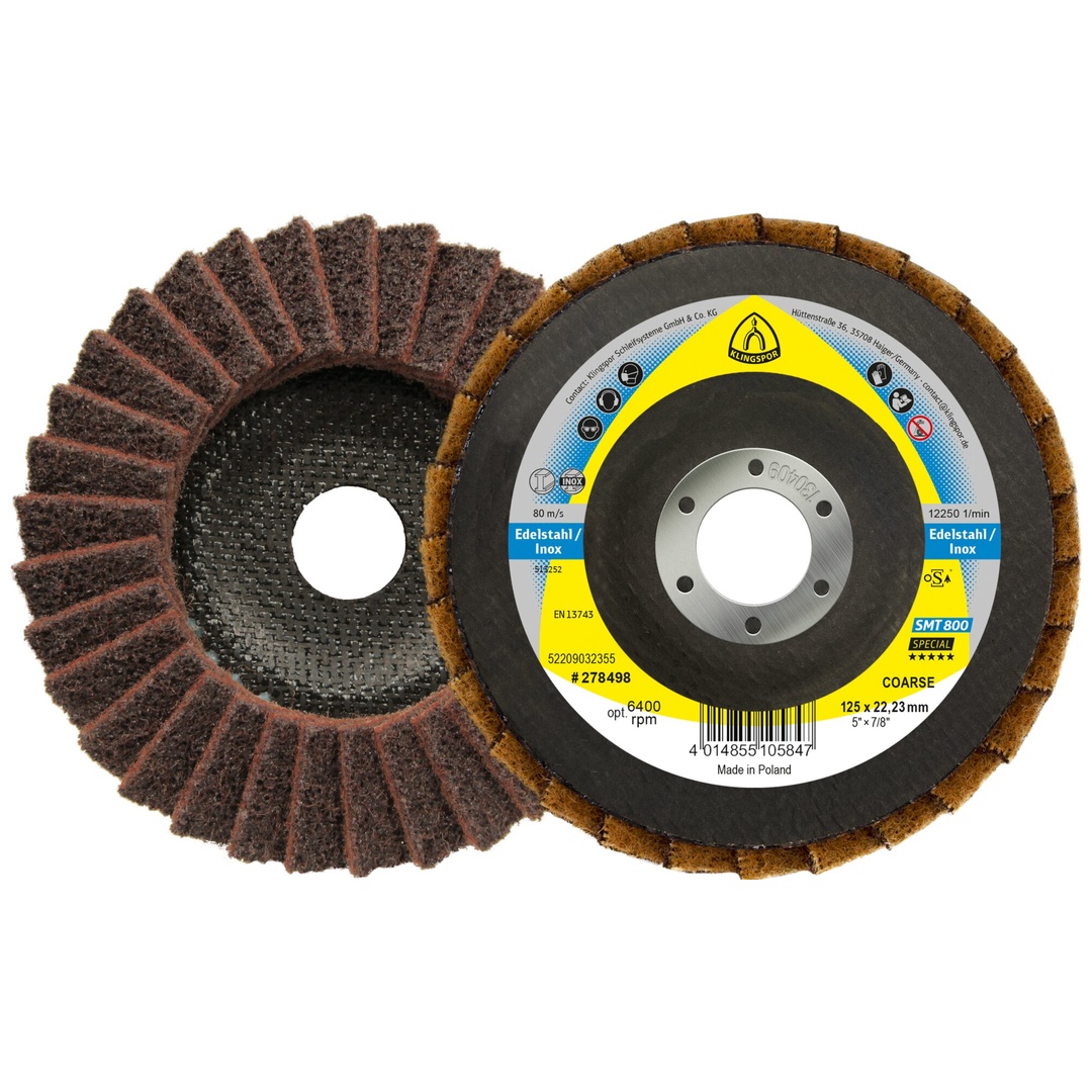 Klingspor SMT 800 Schleifmopteller Vlies, 125 x 22,23 mm Coarse Korund gewölbt