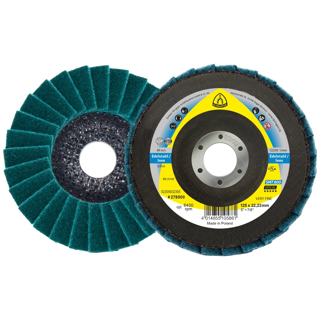 Klingspor SMT 800 Schleifmopteller Vlies, 125 x 22,23 mm Very Fine Korund gewölbt