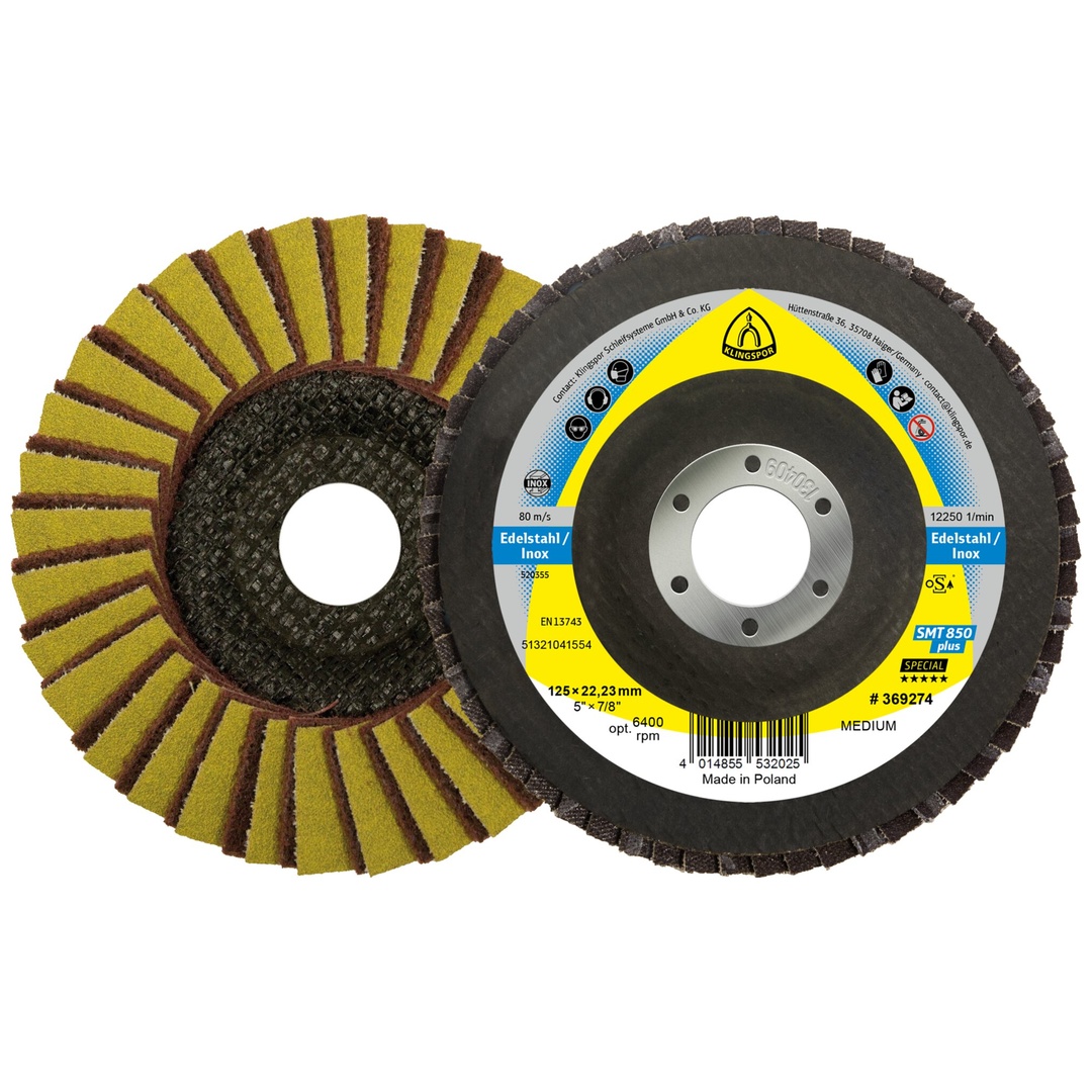 Klingspor SMT 850 Schleifmopteller Kombination, 115 x 22,23 mm Korn 120 Very Fine gewölbt