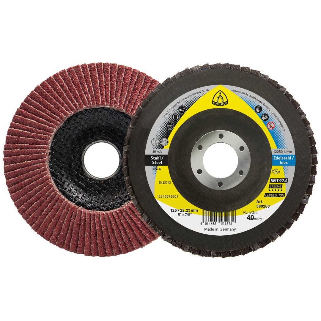 Klingspor SMT 974 Schleifmopteller Keramik, 115 x 22,23 mm Korn 60 gewölbt