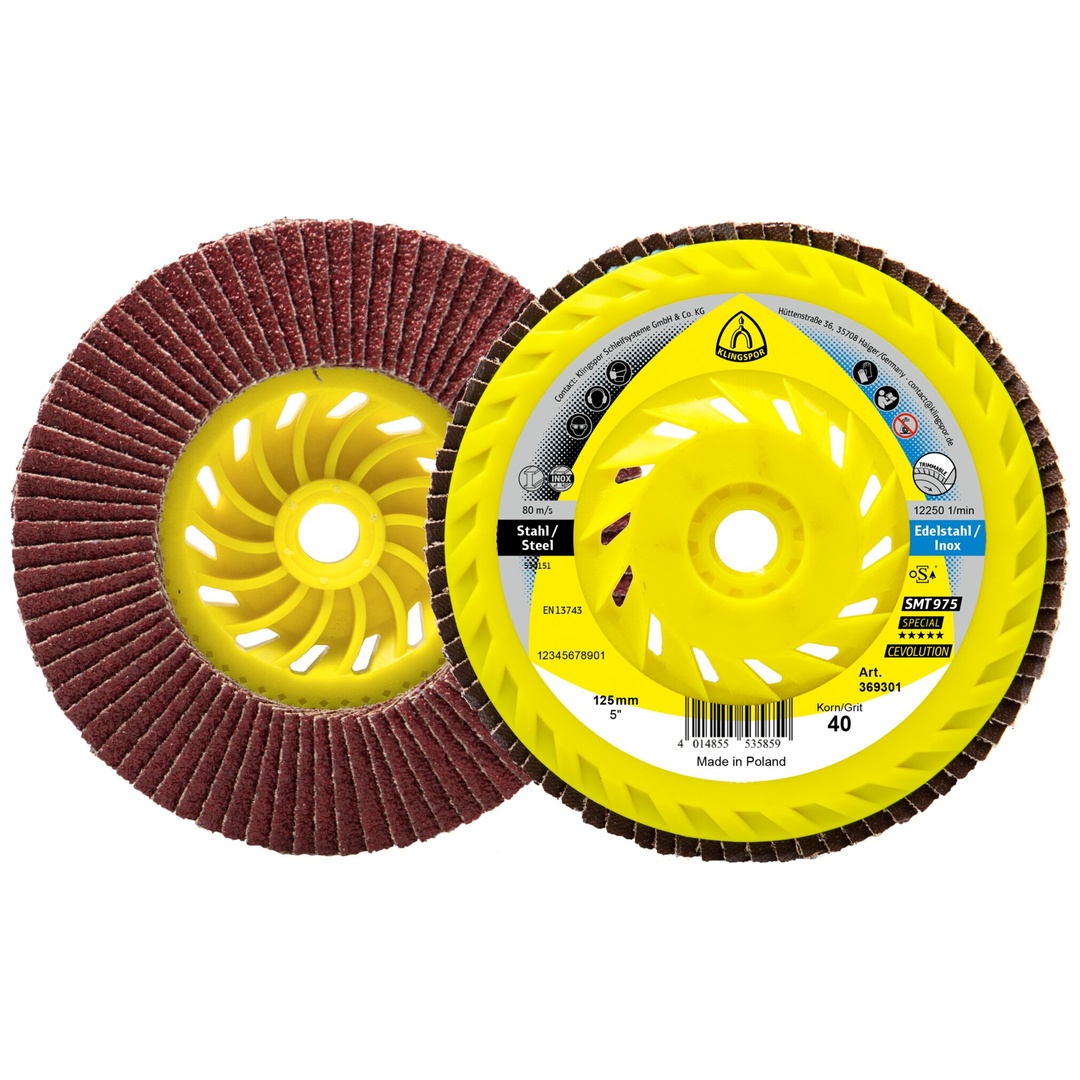 Klingspor SMT 975 Schleifmopteller Gewinde M 14 Keramik, 125 mm Korn 60 gewölbt