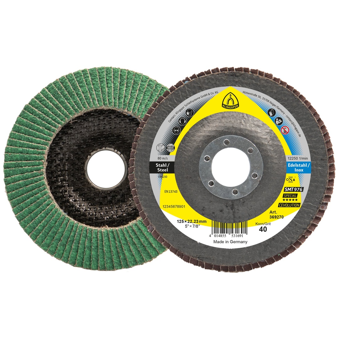 Klingspor SMT 976 Schleifmopteller Multibindung Keramik, 115 x 22,23 mm Korn 80 gewölbt