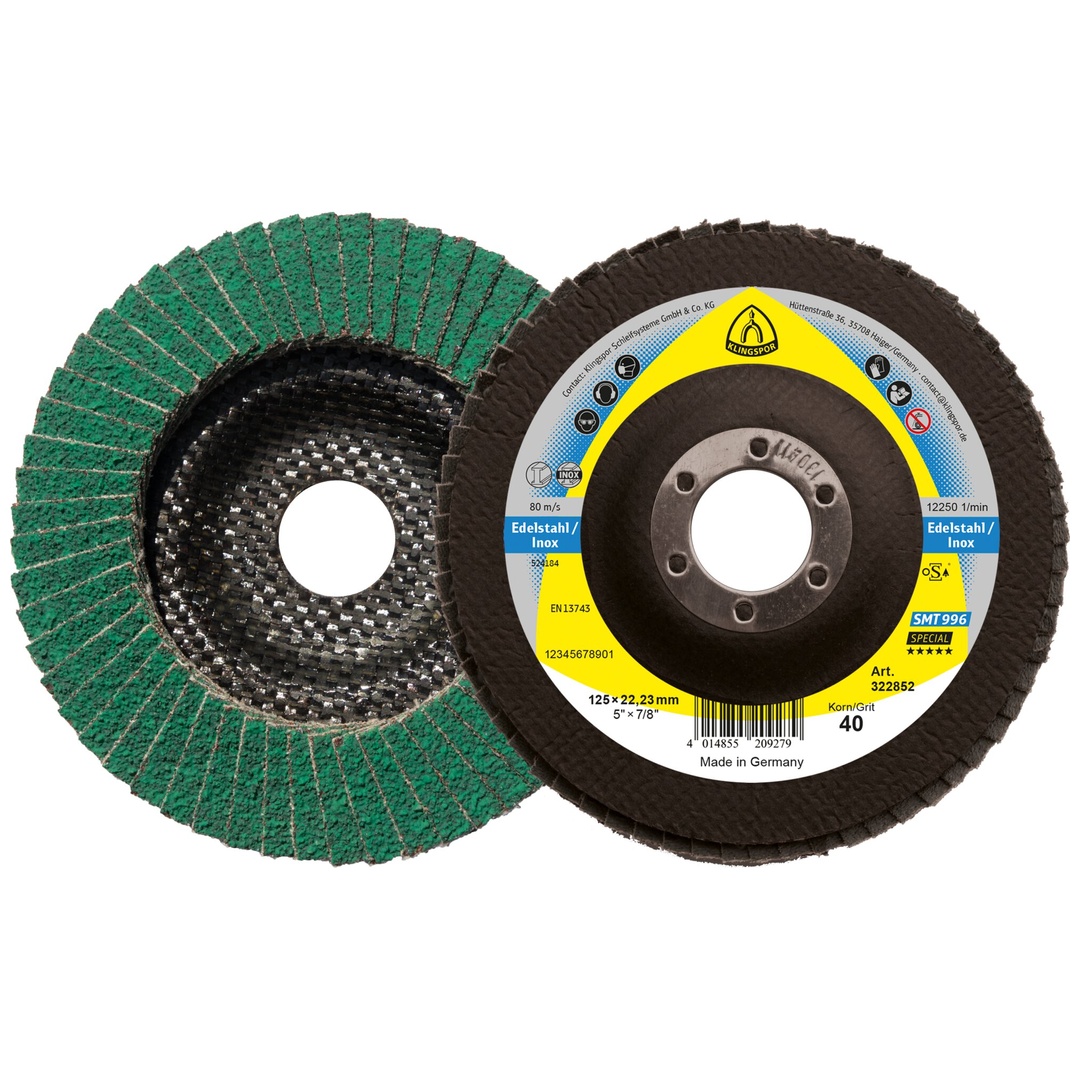 Klingspor SMT 996 Schleifmopteller Multibindung Keramik, 115 x 22,23 mm Korn 40 gewölbt