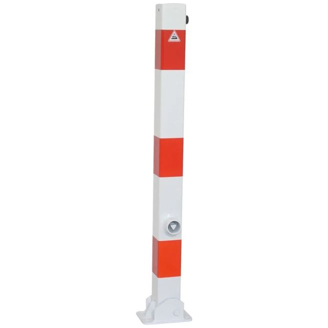 Schake Absperrpfosten 470FUHB, 70 x 70 mm, 1300 mm, zum einbetonieren, verz. rot/weiß, umlegbar, ortsfest