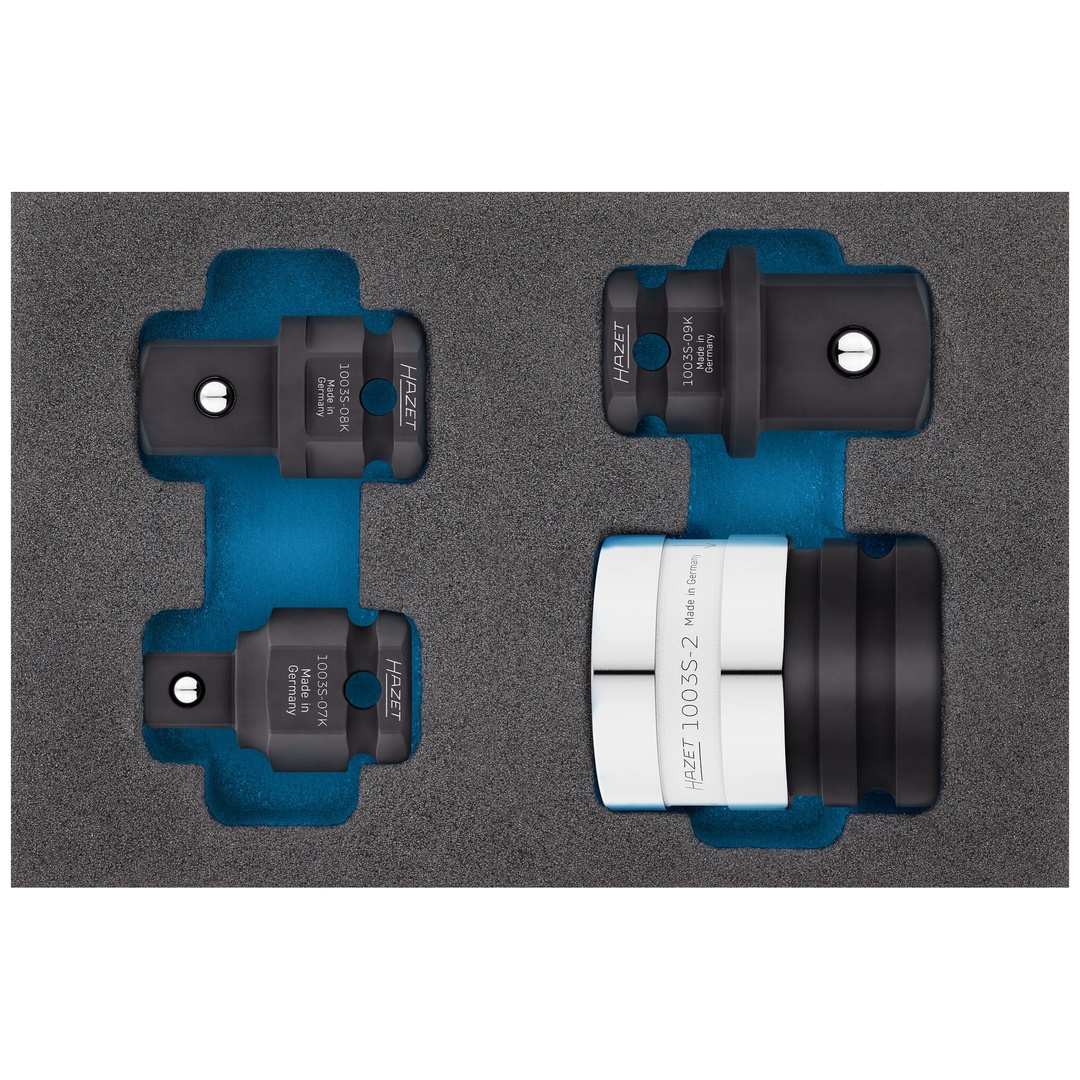 Hazet Schlag-Maschinenschrauber Schnellwechseladapter Satz 1003S/4, 24 mm Außen-Sechskant, 1/2 (12,5 mm) Vierkant massiv