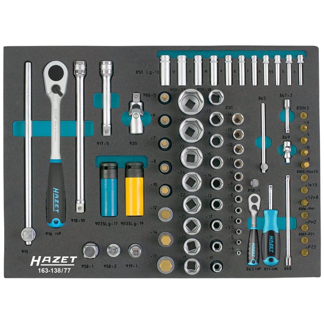 Hazet Steckschlüssel Satz 1/2 (12,5 mm) Vierkant hohl, 1/4 (6,3 mm) Vierkant hohl, Außen Sechskant-Tractionsprofil, Innen Sechskant, Innen TX, Kreuz