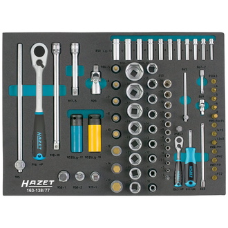 Hazet Steckschlüssel Satz 1/2" (12,5 mm) Vierkant hohl, 1/4" (6,3 mm) Vierkant hohl, Außen Sechskant-Tractionsprofil, Innen Sechskant, Innen TX, Kreuz