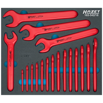 Hazet Maulschlüssel Satz, schutzisoliert 163-542/18, Außen Sechskant Profil, 18-tlg., 7 - 32