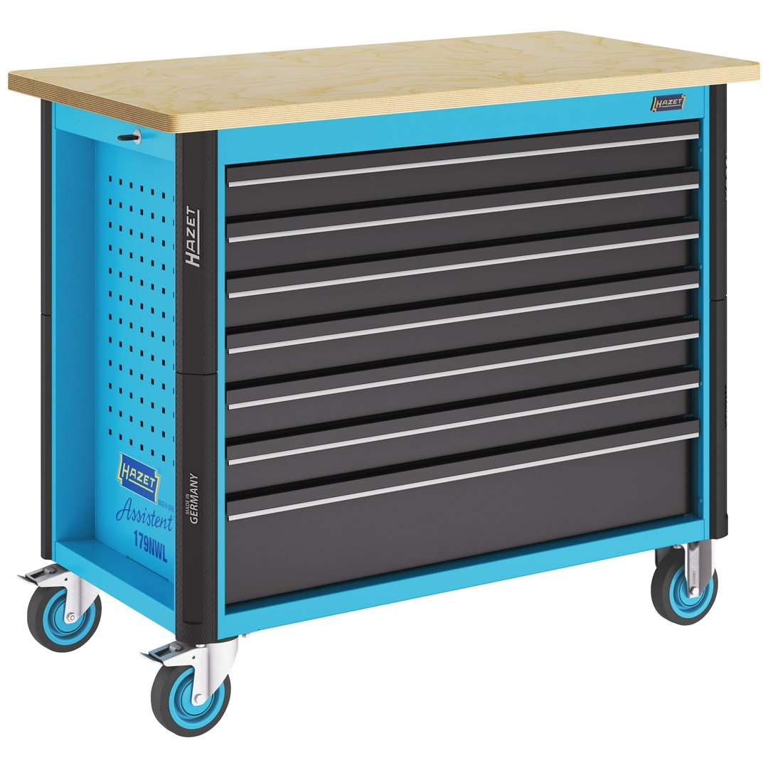 Hazet Werkbank, fahrbar Assistent 179NWL-7, (LxBxH) 1150 x 600 x 965 mm, Schubladen, flach: 6 x 81 x 870 x 398 mm, Schubladen, hoch: 1 x 166 x 870 x 3