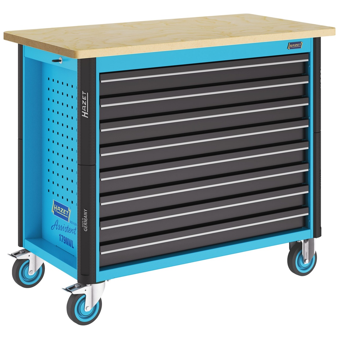 Hazet Werkbank, fahrbar Assistent 179NWL-8, (LxBxH) 1150 x 600 x 965 mm, Schubladen, flach: 8 x 81 x 870 x 398 mm