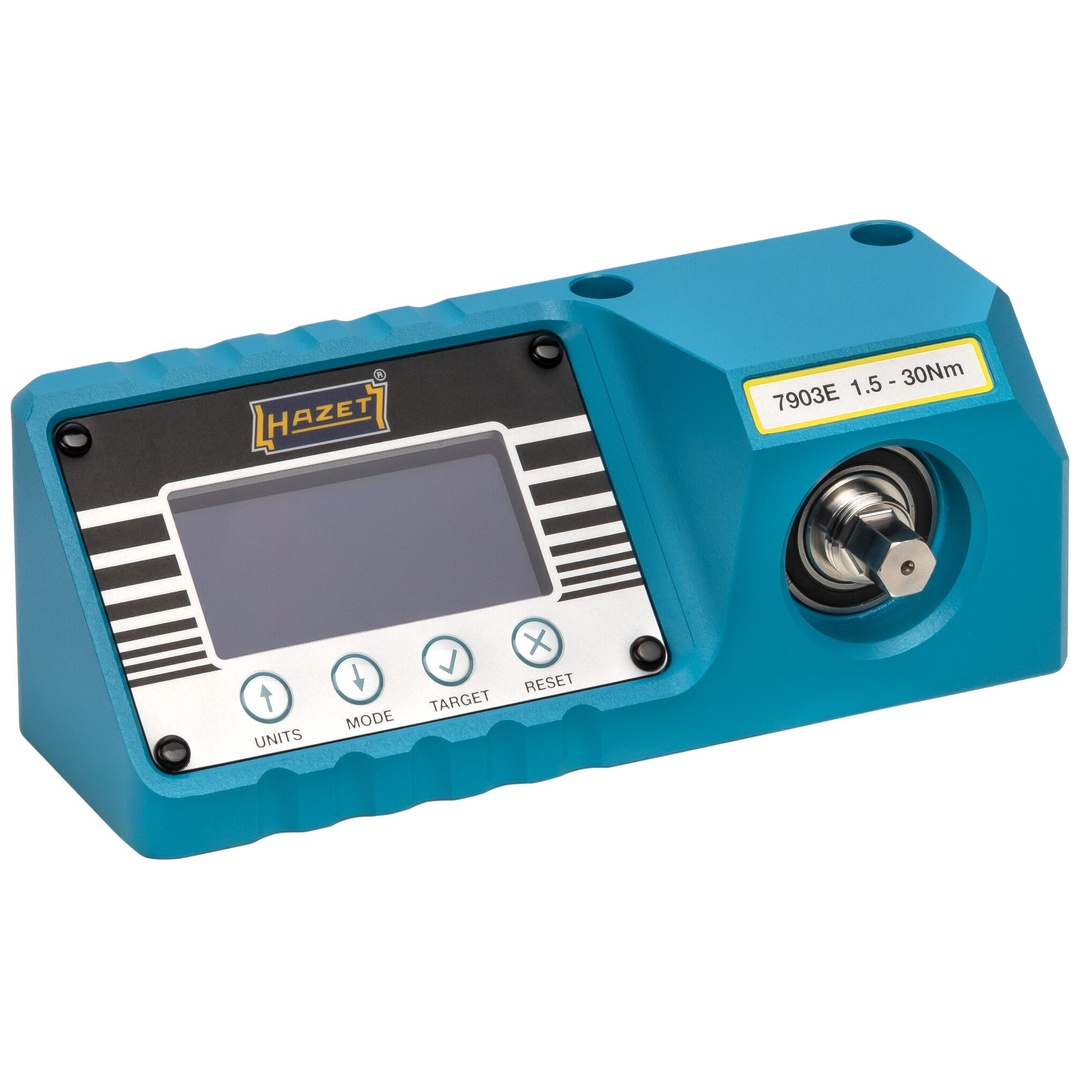 Hazet Drehmoment-Prüfgerät, elektronisch, 1,5 - 30 Nm 7903E, Drehmomentbereich: 1.5 - 30 Nm, 3/8 (10 mm) Sechskant massiv, 1/4 (6,3 mm) Vierkant hoh