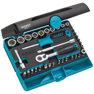 Hazet Steckschlüssel Satz 1/4" (6,3 mm) Sechskant massiv, 1/4" (6,3 mm) Vierkant hohl, Außen Sechskant-Tractionsprofil, Innen Sechskant, Kreuzschlitz