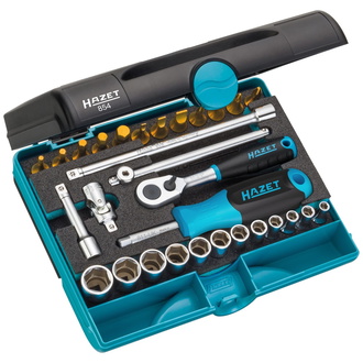 Hazet Steckschlüssel Satz 1/4" (6,3 mm) Vierkant hohl, Außen Sechskant-Tractionsprofil, Innen Sechskant, Kreuzschlitz PH, Pozidriv PZ, Schlitz, 30-tlg