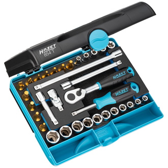 Hazet Steckschlüssel Satz 1/4" (6,3 mm) Vierkant hohl, Außen Sechskant-Tractionsprofil, Außen TX, Innen TX, Schlitz, Kreuzschlitz PH, Innen Sechskant,