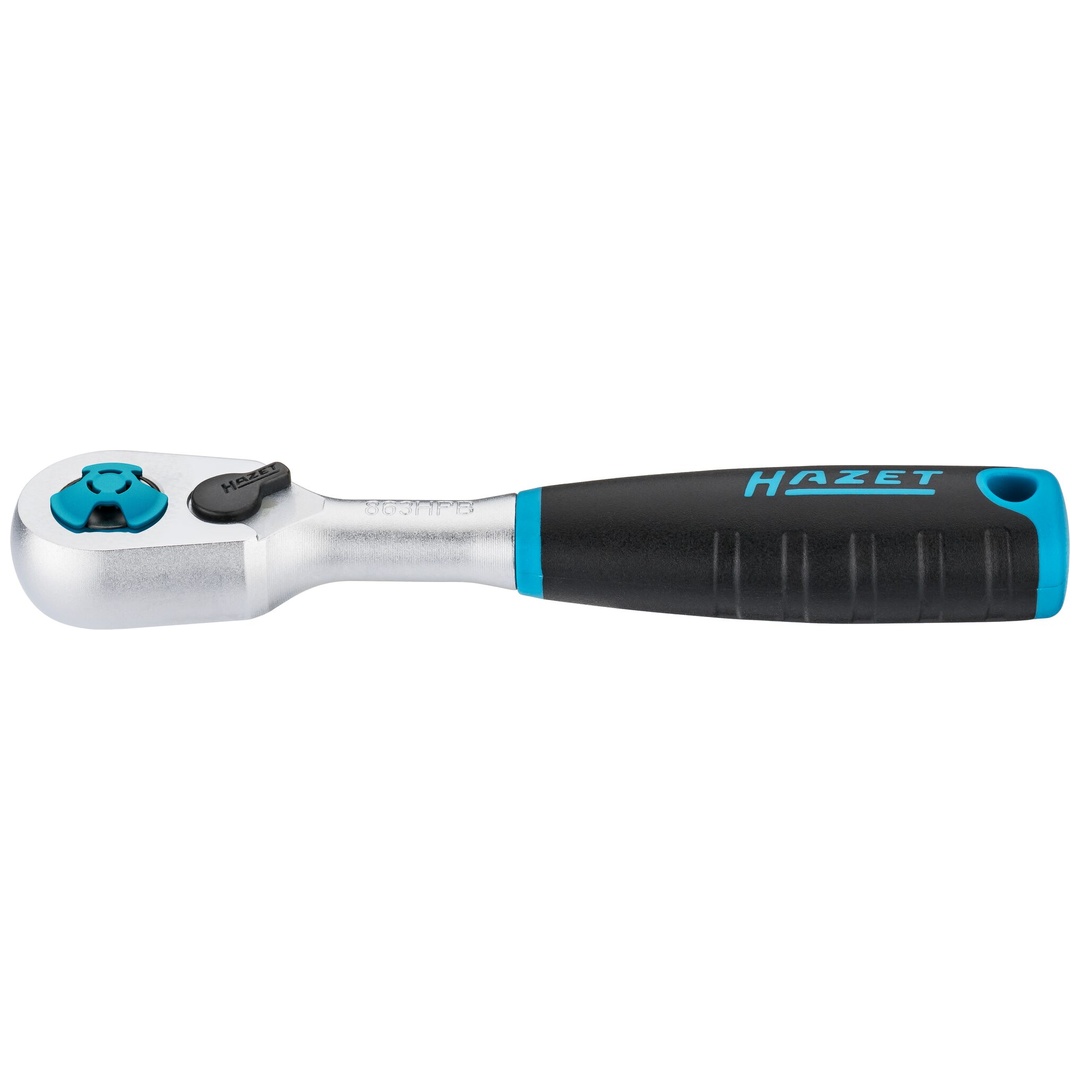 Hazet HiPer Feinzahn-Umschaltknarre für Bits, mit Bit-Ausdrücker 863HPB, 1/4 (6,3 mm) Sechskant hohl, Länge 116 mm
