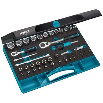 Hazet Steckschlüssel Satz 3/8" (10 mm) Vierkant hohl, 1/4" (6,3 mm) Vierkant hohl, 1/4" (6,3 mm) Sechskant massiv, Außen Sechskant-Tractionsprofil, In