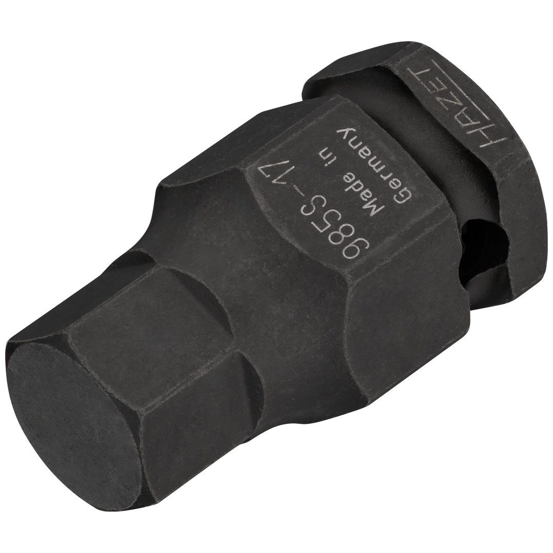 Hazet Schlag-Maschinenschrauber Schraubendreher-Steckschlüsseleinsatz 985S-17, 1/2 (12,5 mm) Vierkant hohl, 24 mm Außen-Sechskant, Innen Sechskant Pr