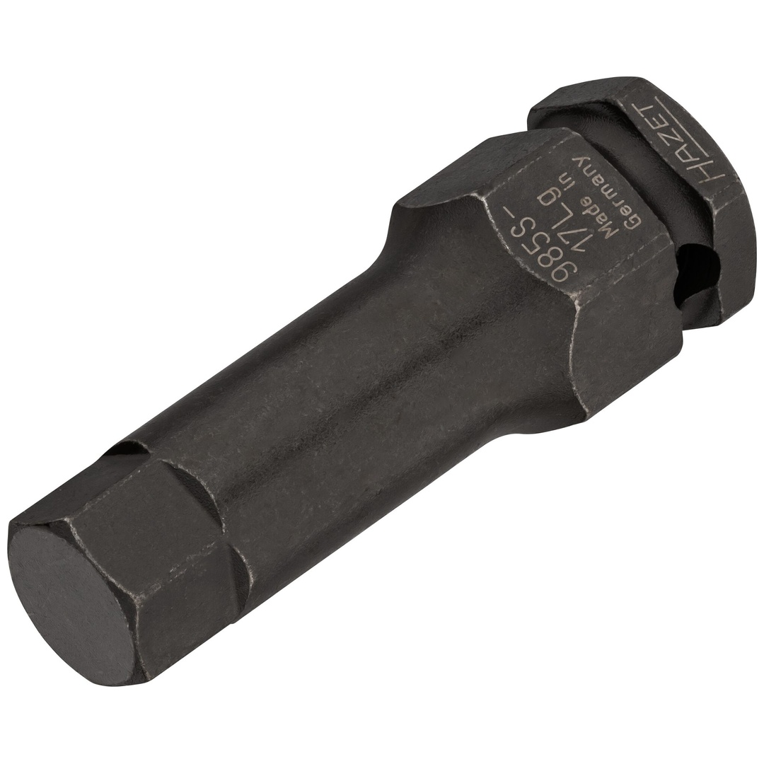 Hazet Schlag-Maschinenschrauber Schraubendreher-Steckschlüsseleinsatz 985S-17LG, 1/2 (12,5 mm) Vierkant hohl, 24 mm Außen-Sechskant, Innen Sechskant