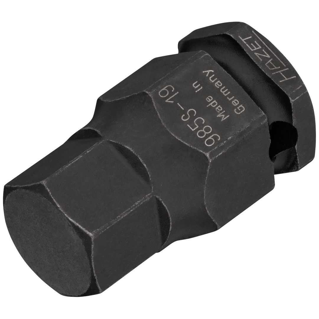 Hazet Schlag-Maschinenschrauber Schraubendreher-Steckschlüsseleinsatz 985S-19, 1/2 (12,5 mm) Vierkant hohl, 24 mm Außen-Sechskant, Innen Sechskant Pr