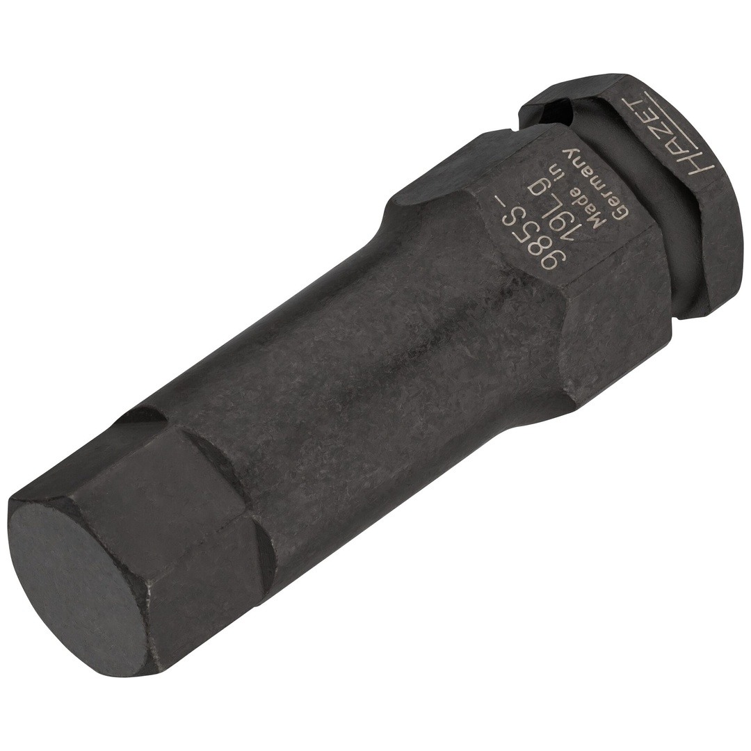 Hazet Schlag-Maschinenschrauber Schraubendreher-Steckschlüsseleinsatz 985S-19LG, 1/2 (12,5 mm) Vierkant hohl, 24 mm Außen-Sechskant, Innen Sechskant