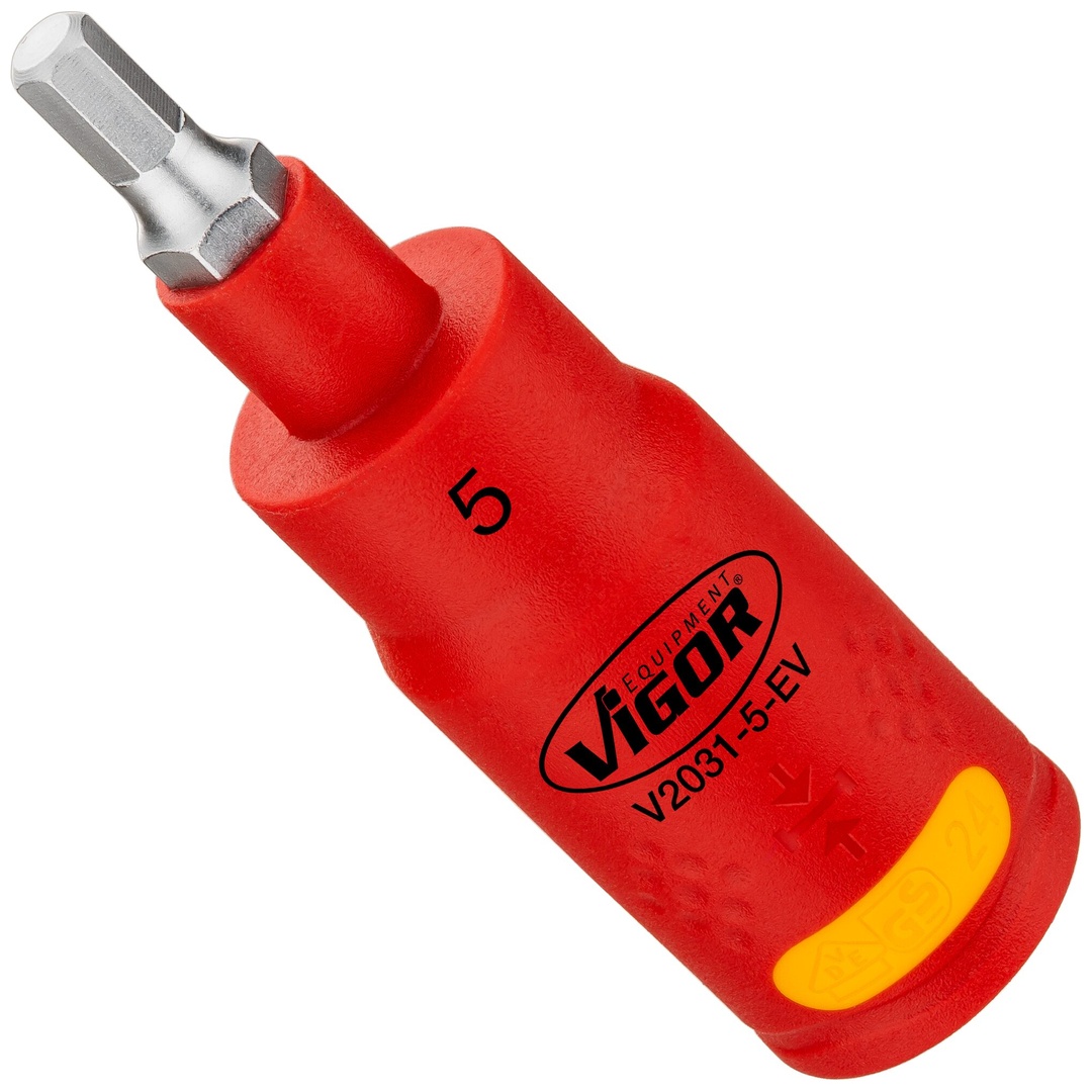VIGOR EV Schraubendrehereinsatz, EV, 3/8 (10 mm) Vierkant hohl, Innen Sechskant Profil, SW 5 mm