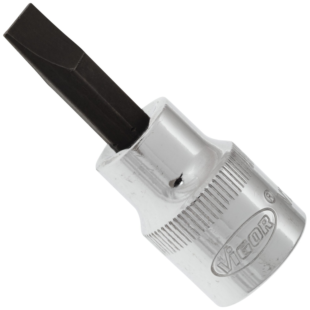 VIGOR Schraubendrehereinsatz, V2287N, 3/8 (10 mm) Vierkant hohl, Schlitz Profil, SW 1 x 7 mm