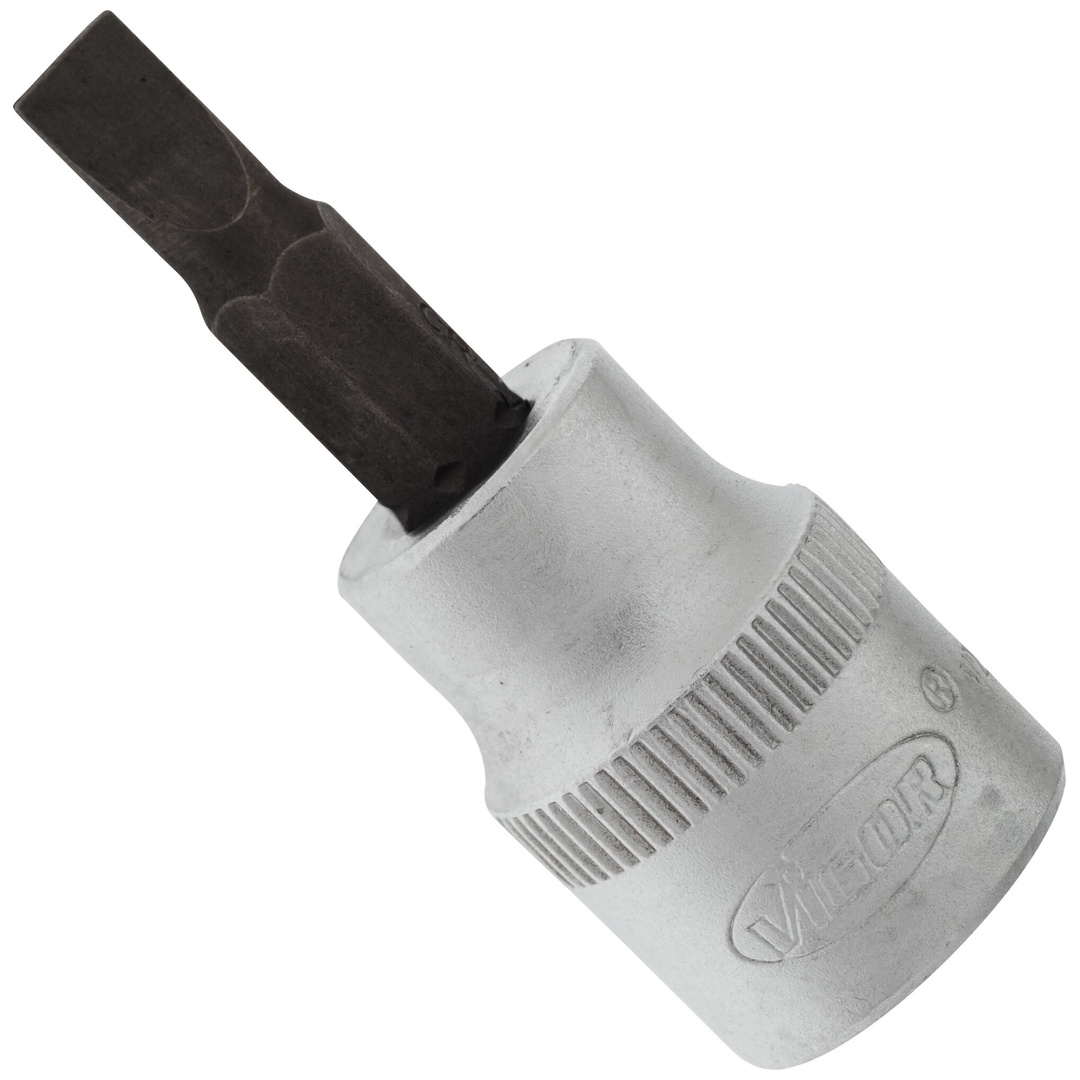 VIGOR Schraubendrehereinsatz, V2288N, 3/8 (10 mm) Vierkant hohl, Schlitz Profil, SW 0,8 x 5,5 mm
