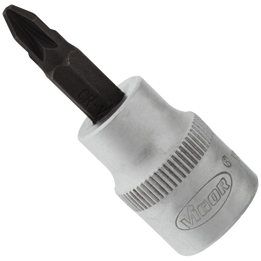 VIGOR Schraubendrehereinsatz, V2290N, 3/8 (10 mm) Vierkant hohl, Pozidriv Profil PZ, SW PZ2