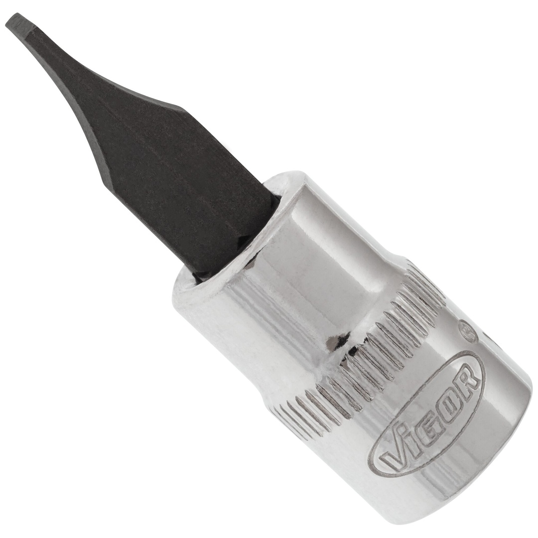 VIGOR Schraubendrehereinsatz, 1/4 (6,3 mm) Vierkant hohl, Schlitz Profil, SW 1,2 x 7 mm