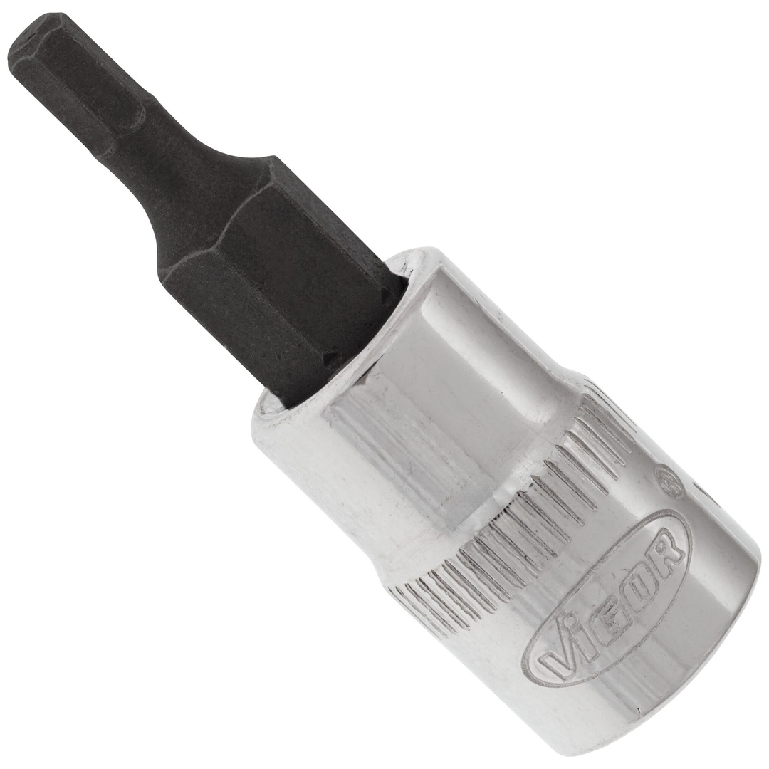VIGOR Schraubendrehereinsatz, 1/4 (6,3 mm) Vierkant hohl, Innen Sechskant Profil, SW 3 mm