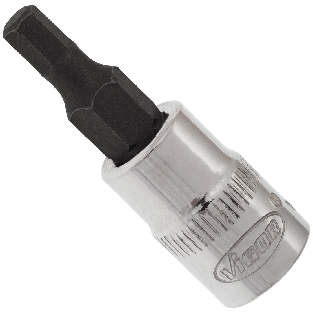VIGOR Schraubendrehereinsatz, 1/4 (6,3 mm) Vierkant hohl, Innen Sechskant Profil, SW 4 mm