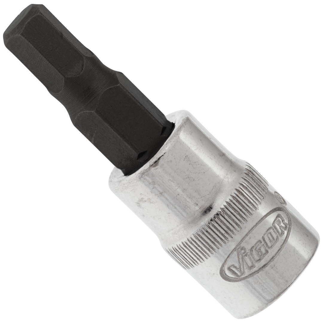VIGOR Schraubendrehereinsatz, 1/4 (6,3 mm) Vierkant hohl, Innen Sechskant Profil, SW 5 mm