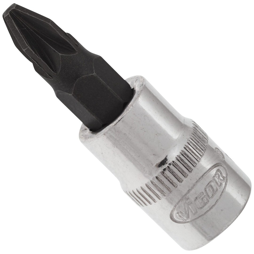 VIGOR Schraubendrehereinsatz, 1/4 (6,3 mm) Vierkant hohl, Pozidriv Profil PZ, SW PZ2