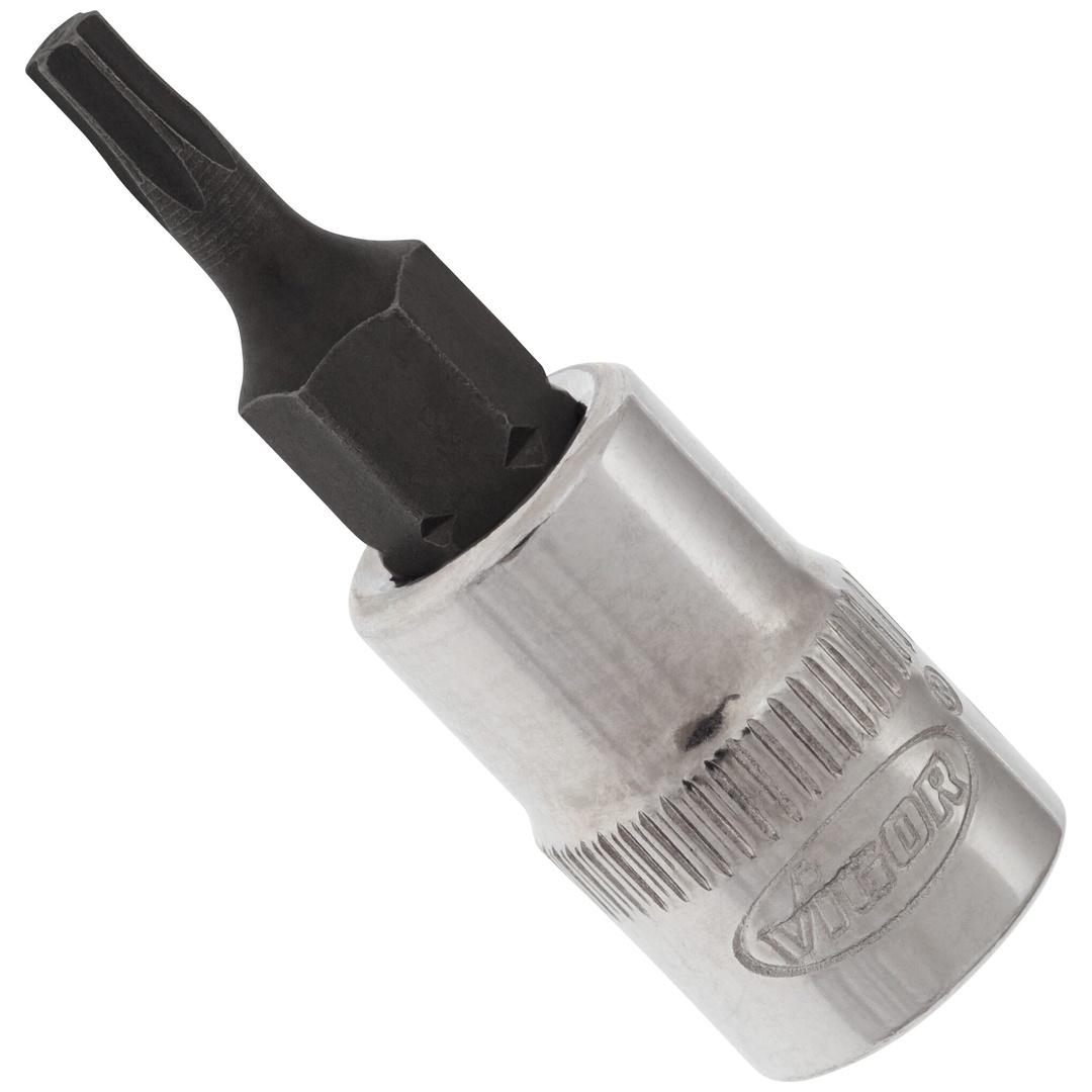 VIGOR Schraubendrehereinsatz, 1/4 (6,3 mm) Vierkant hohl, Innen TX Profil, SW T10