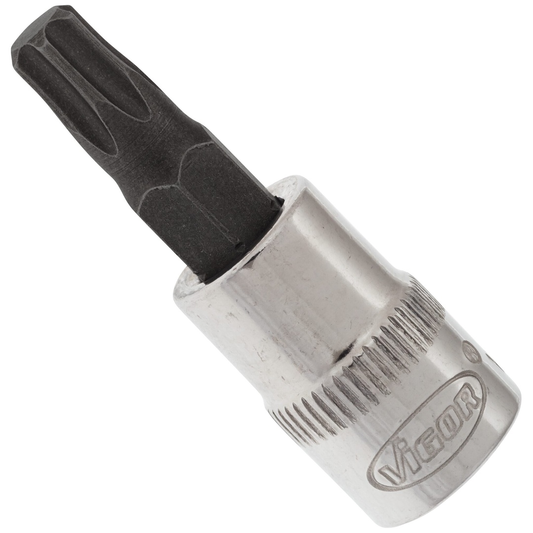 VIGOR Schraubendrehereinsatz, 1/4 (6,3 mm) Vierkant hohl, Innen TX Profil, SW T30