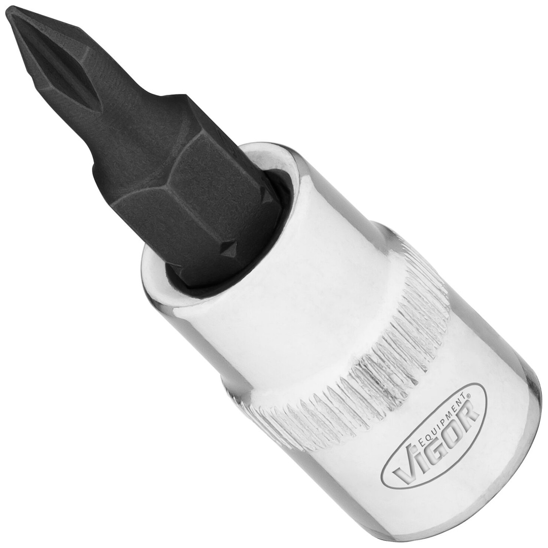 VIGOR Schraubendrehereinsatz, 1/4 (6,3 mm) Vierkant hohl, Kreuzschlitz Profil PH, SW PH0