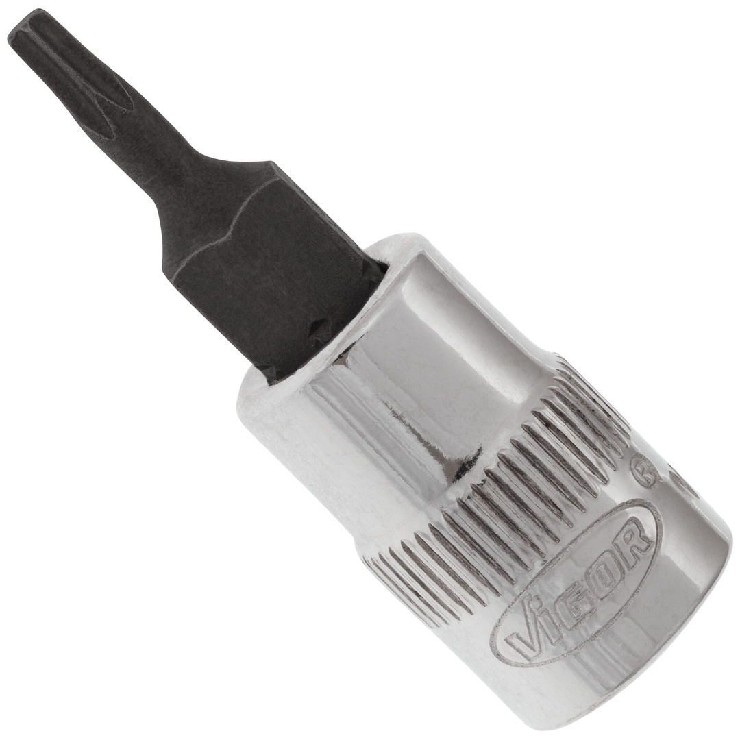 VIGOR Schraubendrehereinsatz, 1/4 (6,3 mm) Vierkant hohl, Innen TX Profil, SW T9