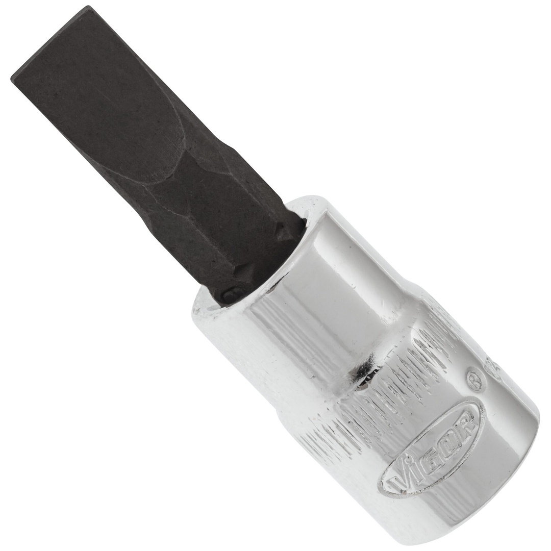 VIGOR Schraubendrehereinsatz, 1/4 (6,3 mm) Vierkant hohl, Schlitz Profil, SW 1,2 x 6,5 mm