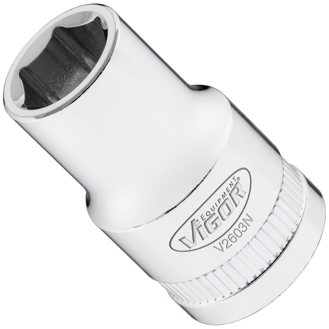 VIGOR Steckschlüsseleinsatz, 1/2 (12,5 mm) Vierkant hohl, Außen Sechskant Profil, SW 12 mm
